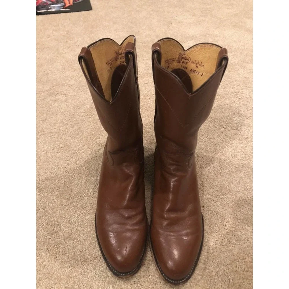 Justin leather boots size 10 men - Picture 3 of 9